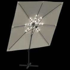 shumee LED vrtni senčnik peščeno bel 400×300 cm