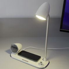 Tellur Nostalgia namizna svetilka, brezžični polnilec 15W, Bluetooth zvočnik 5W, bela
