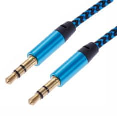 Northix 1m pleten 3,5 mm pomožni kabel - moder 