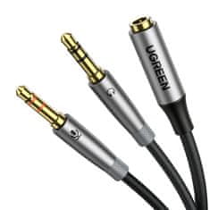 Ugreen AUX kabel razdelilnik 3,5 mm ženski za slušalke in mikrofon moški 20 cm črn