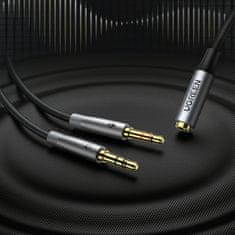 Ugreen AUX kabel razdelilnik 3,5 mm ženski za slušalke in mikrofon moški 20 cm črn