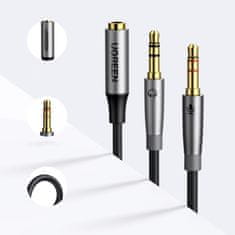 Ugreen AUX kabel razdelilnik 3,5 mm ženski za slušalke in mikrofon moški 20 cm črn