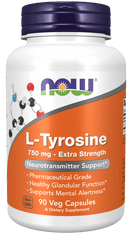 NOW Foods L-tirozin, 750 mg, 90 rastlinskih kapsul