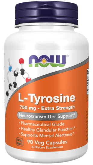 NOW Foods L-tirozin, 750 mg, 90 rastlinskih kapsul