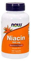 NOW Foods Niacin (vitamin B3), 500 mg, 100 kapsul