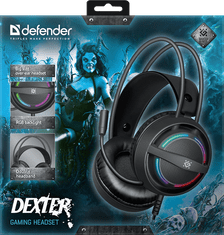 Defender Dexter gaming slušalke, črni, LED, 2 m kabel