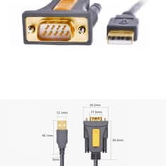 Ugreen CR104 kabel USB / DB9 RS-232 1.5m, siva