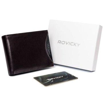 Rovicky Široka, originalna moška denarnica iz naravnega zrnatega RFID usnja