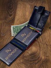 Rovicky Barvita horizontalna moška denarnica z zaponko, naravno usnje