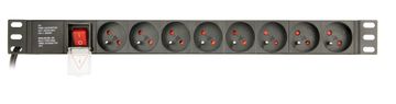 Gembird PDU, 8 čeških vtičnic, 1U, 16A, Schuko vtič, 3m kabel