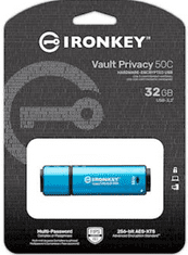 Kingston Ironkey USB ključ, 32GB, USB-C, kovinski (IKVP50C/32GB)