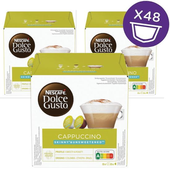 NESCAFÉ Dolce Gusto Cappuccino Skinny Unsweetened kavne kapsile, 3x16