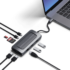 Satechi MX priklopna postaja, HDMI 4K, USB-C PD 100W, RJ-45, 2xUSB-A, Micro/SD,3.5mm avdio, siva