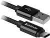 Defender Kabel USB09-03T PRO USB2.0 Črni, USB AM-Type-C, 1m, 2.1A