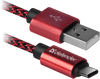 Kabel USB09-03T PRO USB2.0 Rdeči, USB AM-Type-C, 1m, 2.1A