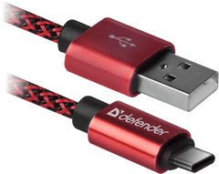 Defender Kabel USB09-03T PRO USB2.0 Rdeči, USB AM-Type-C, 1m, 2.1A