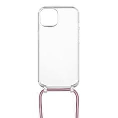FIXED Neck zaščitni ovitek z roza vrvico za Apple iPhone 13, prozoren (FIXPUN-723-PI)