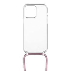 FIXED Prozoren ovitek Pure Neck z rožnato vrvico za Apple iPhone 13 Pro Max FIXPUN-725-PI
