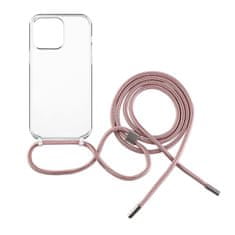 FIXED Prozoren ovitek Pure Neck z rožnato vrvico za Apple iPhone 13 Pro Max FIXPUN-725-PI
