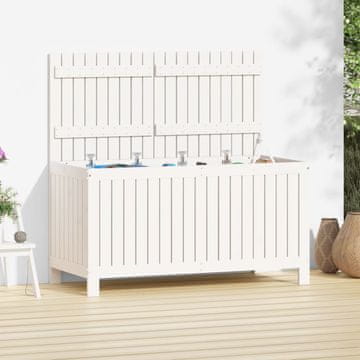 Vidaxl vidaXL Vrtna shramba za shranjevanje bela 121x55x64 cm masivni borov les