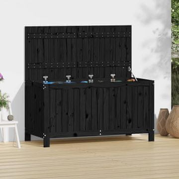 Vidaxl vidaXL Vrtna shramba za shranjevanje črna 121x55x64 cm masivni borov les