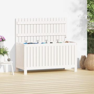 Vidaxl vidaXL Vrtna shramba za shranjevanje bela 115x49x60 cm masivni borov les