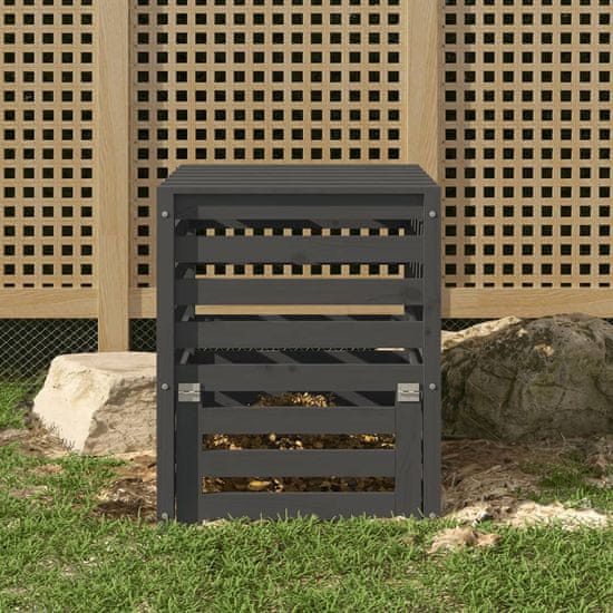 Vidaxl Kompostnik siv 63,5x63,5x77,5 cm trdna borovina