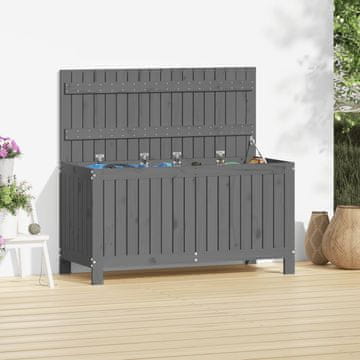 Vidaxl vidaXL Vrtna shranjevalna škatla siva 115x49x60 cm masivni borov les