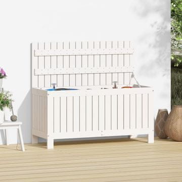 Vidaxl vidaXL Vrtna shramba za shranjevanje bela 108x42,5x54 cm masivni borov les