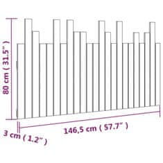 Vidaxl Stensko posteljno vzglavje 146,5x3x80 cm trdna borovina