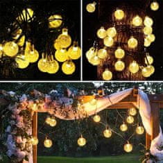 Polux Solarna vrtna svetilka LED Girlanda DEKORATIVNA 30 mlečnih kroglic LED svetlobna veriga 4,9m 2700K Toplo bela