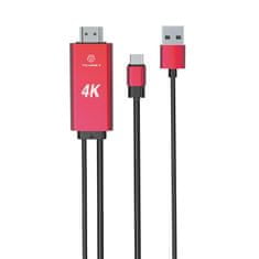 Northix Kabel USB-C v HDMI s priključkom USB-A - rdeč 