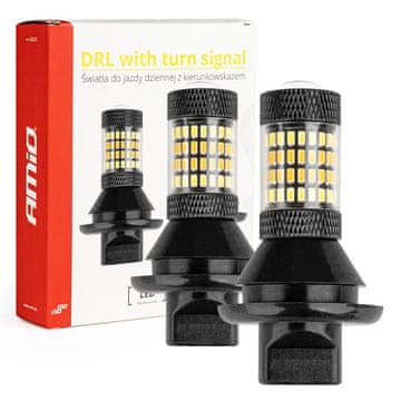 slomart 2v1 LED DRL in smerokazi AMiO PY21W, bela/oranžna, 12V