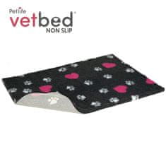 VetBed anti-slip/Drybed grafit srca in tačke DELUXE 150x100cm, dlaka30mm