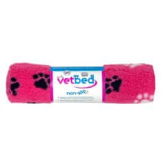 VetBed proti zdrsu / Drybed roza črno-bele šapice DELUXE 100 x 75 cm, dlaka 30 mm