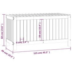 Vidaxl Vrtna škatla črna 115x49x60 cm trdna borovina