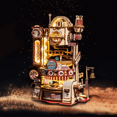 Robotime Rokr 3D lesena sestavljanka s kroglicami: Tovarna čokolade z LED lučkami 420 kosov