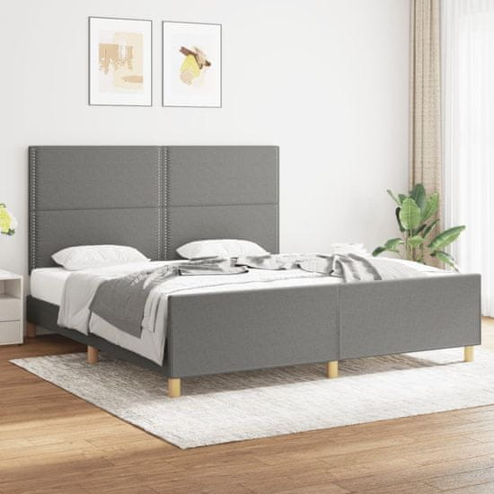 shumee Posteljni okvir z vzglavjem temno siv 160x200 cm blago