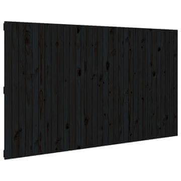 Vidaxl Stensko posteljno vzglavje črno 204x3x110 cm trdna borovina