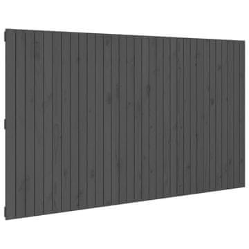 Vidaxl Stensko posteljno vzglavje sivo 204x3x110 cm trdna borovina