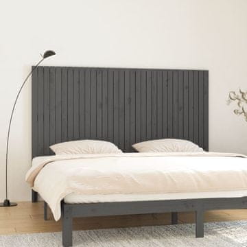 Vidaxl vidaXL Vzglavje postelje, sivo, 204x3x110 cm, masiven borov les