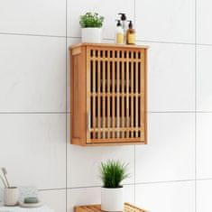 Vidaxl Stenska kopalniška omarica 42x23x60 cm trdna orehovina