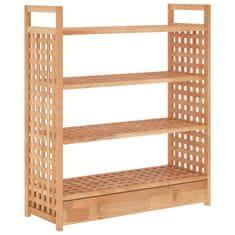 Vidaxl Regal za čevlje s predalom 70x27x81 cm trdna orehovina