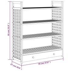 Vidaxl Regal za čevlje s predalom 70x27x81 cm trdna orehovina