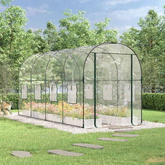 Vidaxl Rastlinjak prozoren 161x398x188 cm PVC in prašno lakirano jeklo