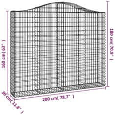 Vidaxl Obokane gabion košare 15kosov 200x30x160/180cm pocinkano železo