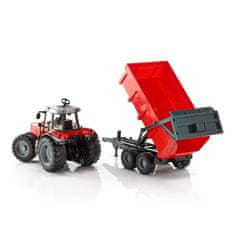 Bruder Traktor MASSEY FERGUSON z zložljivim vozom rdeče barve