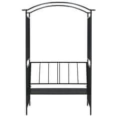 Vidaxl Vrtni obok s klopjo črne barve 128x50x207 cm železo