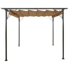 shumee Pergola z zložljivo streho taupe 3x3 m jeklo 180 g/m2