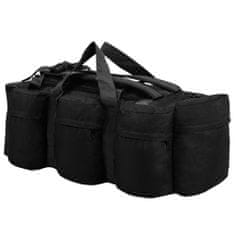 Greatstore 3-v-1 Potovalna torba vojaškega stila 120 L črne barve